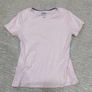 Womens Croft & Barrow Short Sleeve 100% Cotton Crew Neck Tee Shirt S Light Pink